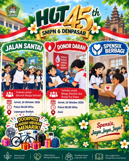 Dalam Rangka HUT ke-45 SMP Negeri 6 Denpasar: Spensix Ajak Orang Tua/Wali Murid dan Warga Sekolah Berbagi melalui Donor Darah